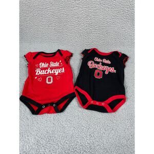 Ohio State Buckeyes Set Of 2 Infant Bodysuits Size 0-3M